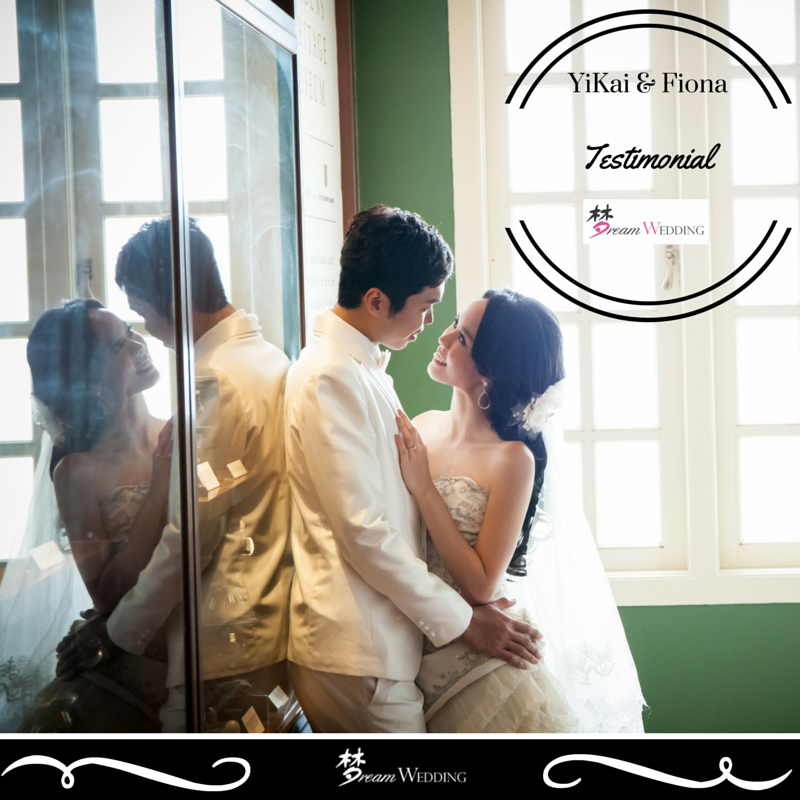 yikai & fiona customer testimonial to singapore bridal dream wedding boutique best service pre wedding photoshoot and wedding gown rental