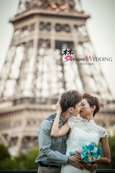 Dream Wedding Boutique Singapore Bridal Paris Europe Prewedding Photoshoot professional photography 35 eiffel tower couple kissing