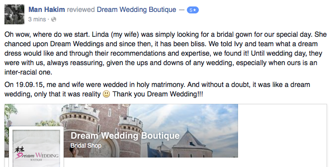 Hakim & Linda to Dream Wedding Boutique Review singapore top bridal signature budget wedding gown rental and more