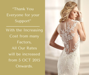 dreamwedding boutique bridal will be increasing our rates from oct 2015 wedding gown rental and pre wedding photoshoot copy