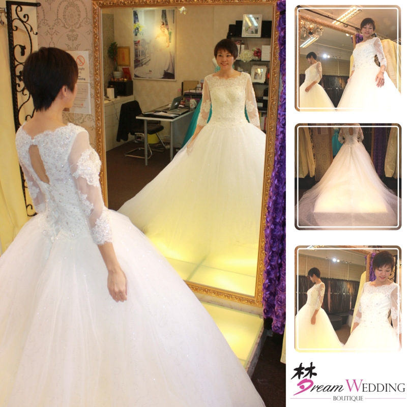 Dream Wedding Boutique Singapore Bridal wedding gown rental long white wedding gown train