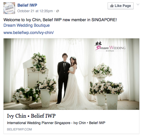 Belief International Wedding Planner Singapore Bridal Dream Wedding Boutique Ivy Chin