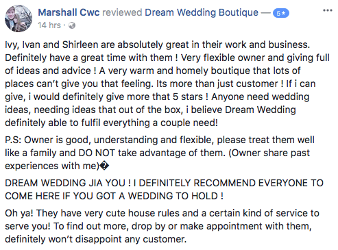 Dream wedding shop boutique review